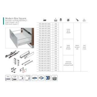 GTV Modern Box zásuvka vysoký jasan 450 mm PB-KW-KPL450C GTV Modern Box zásuvka vysoký jasan 450 mm PB-KW-KPL450C