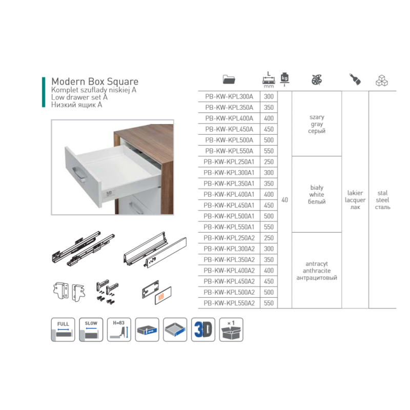 GTV Modern Box nízká zásuvka bílá 500 mm PB-KW-KPL500A1 GTV Modern Box nízká zásuvka bílá 500 mm PB-KW-KPL500A1