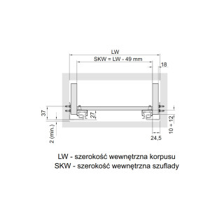 Rozměr zásuvky DXS-3D Rozměr zásuvky DXS-3D