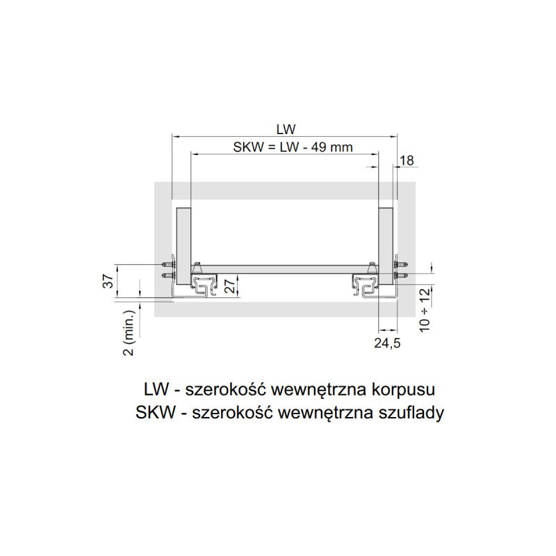 Rozměr zásuvky DXS-3D Rozměr zásuvky DXS-3D