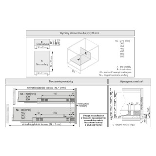 Montáž výsuvů a potřebný prostor pro zásuvku SEVROLLBOX SLIM 3D Montáž výsuvů a potřebný prostor pro zásuvku SEVROLLBOX SLIM 3D