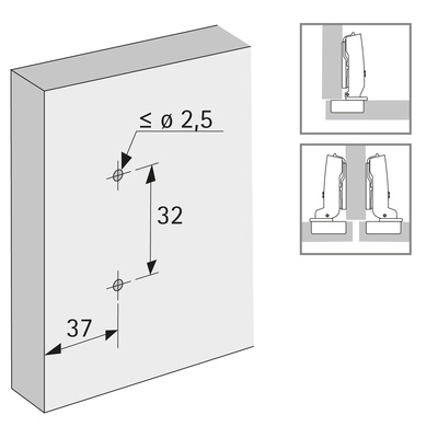 Zawias meblowy cichy domyk HETTICH SENSYS 8631i  95° gruby front (9090260) + prowadnik (9071666) 