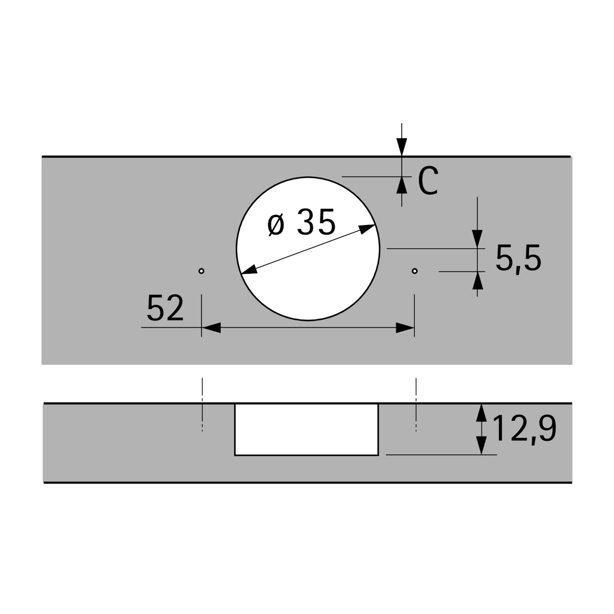 Zawias meblowy HETTICH SENSYS 8645 110° nakładany (9073638) + prowadnik (9071576) 