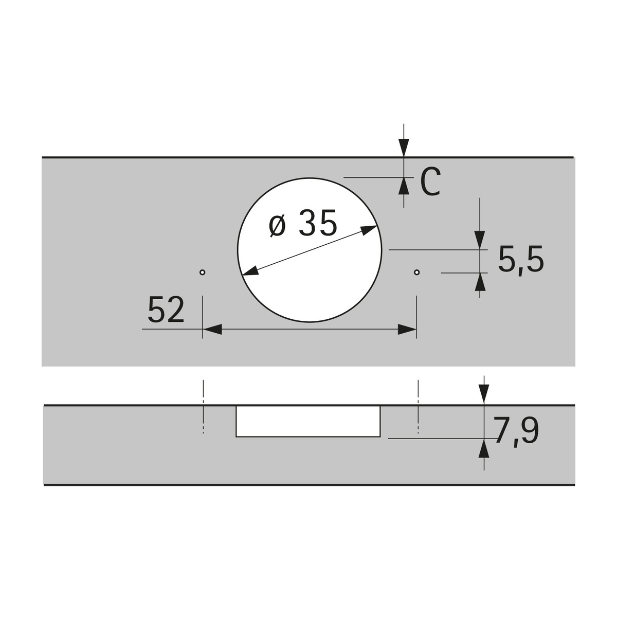 Zawias meblowy cichy domyk HETTICH SENSYS 8646i  110° cienki front (9094270) + prowadnik (9071576) 