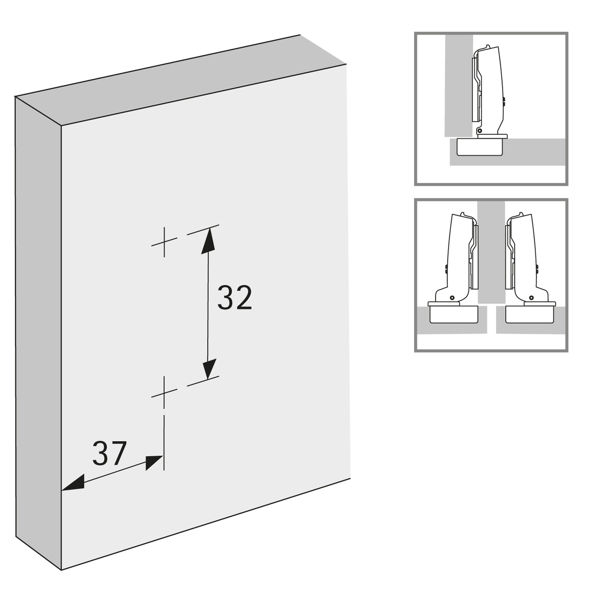 Zawias meblowy cichy domyk HETTICH SENSYS 8645i 110° nakładany (9071205) + prowadnik (9071575)