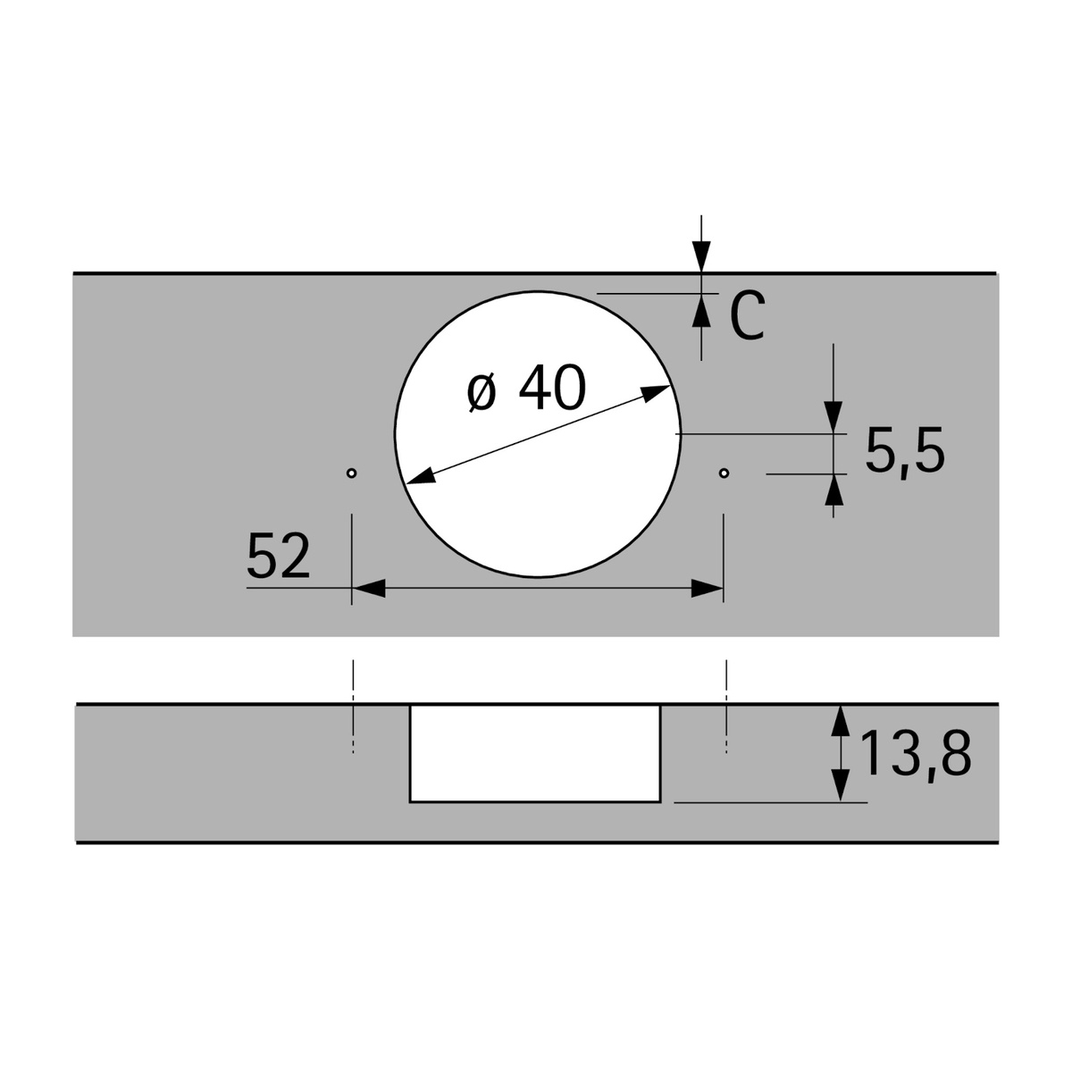 Zawias meblowy HETTICH INTERMAT 9935  95° gruby front (9155241) + prowadnik (9071576)