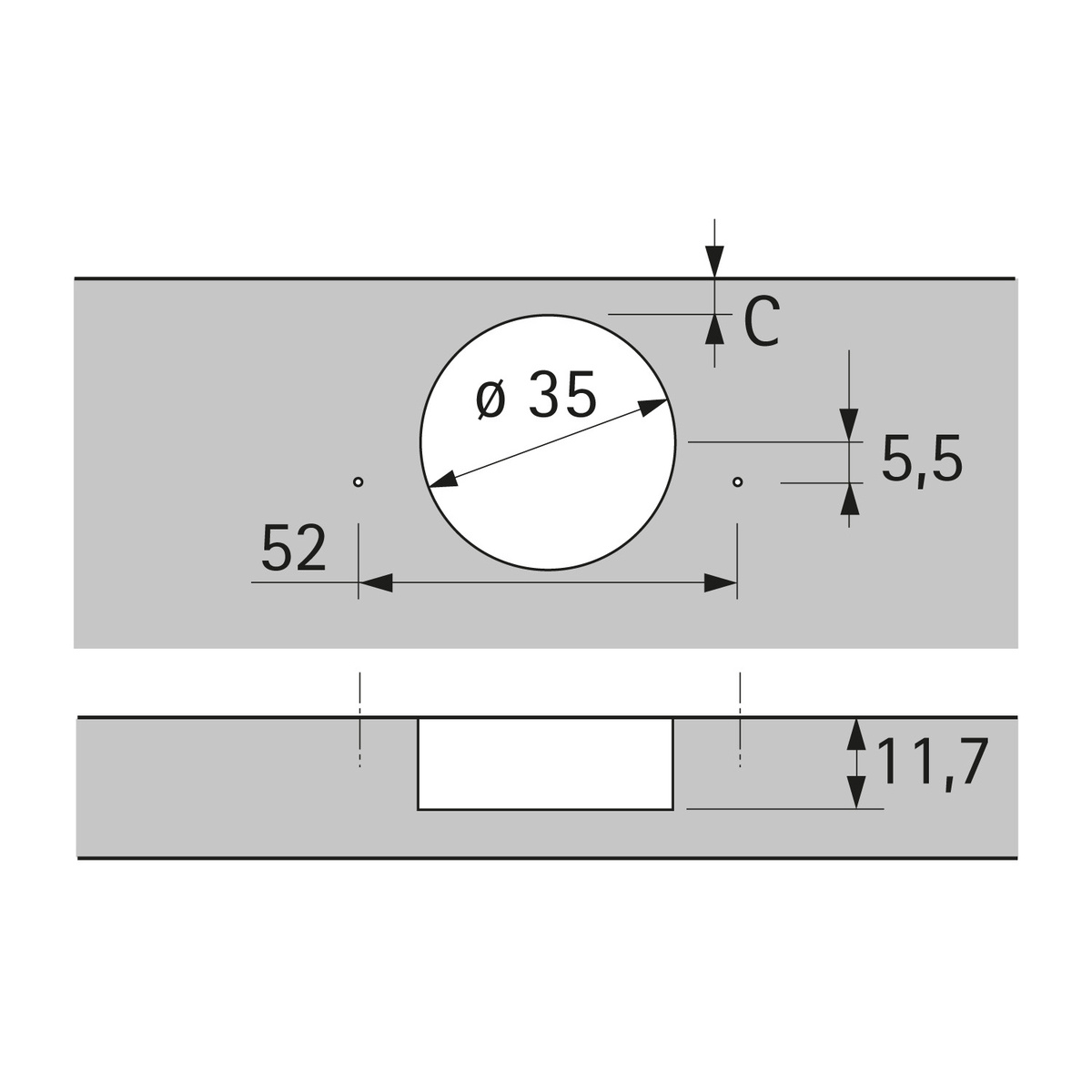 Zawias meblowy push to open HETTICH SENSYS 8687  165°  (9099660) + prowadnik (9071576)